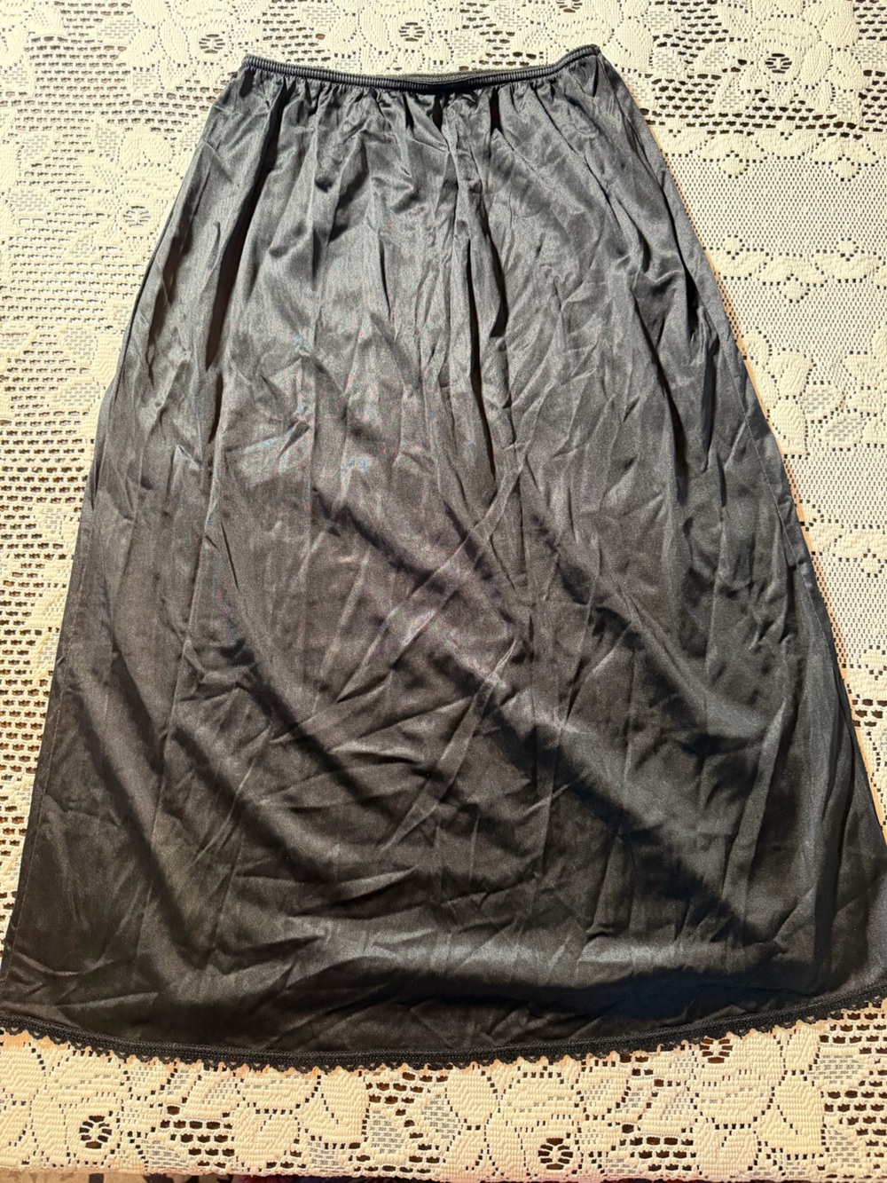 Warners vtg 90s black fairygrunge midi slip skirt